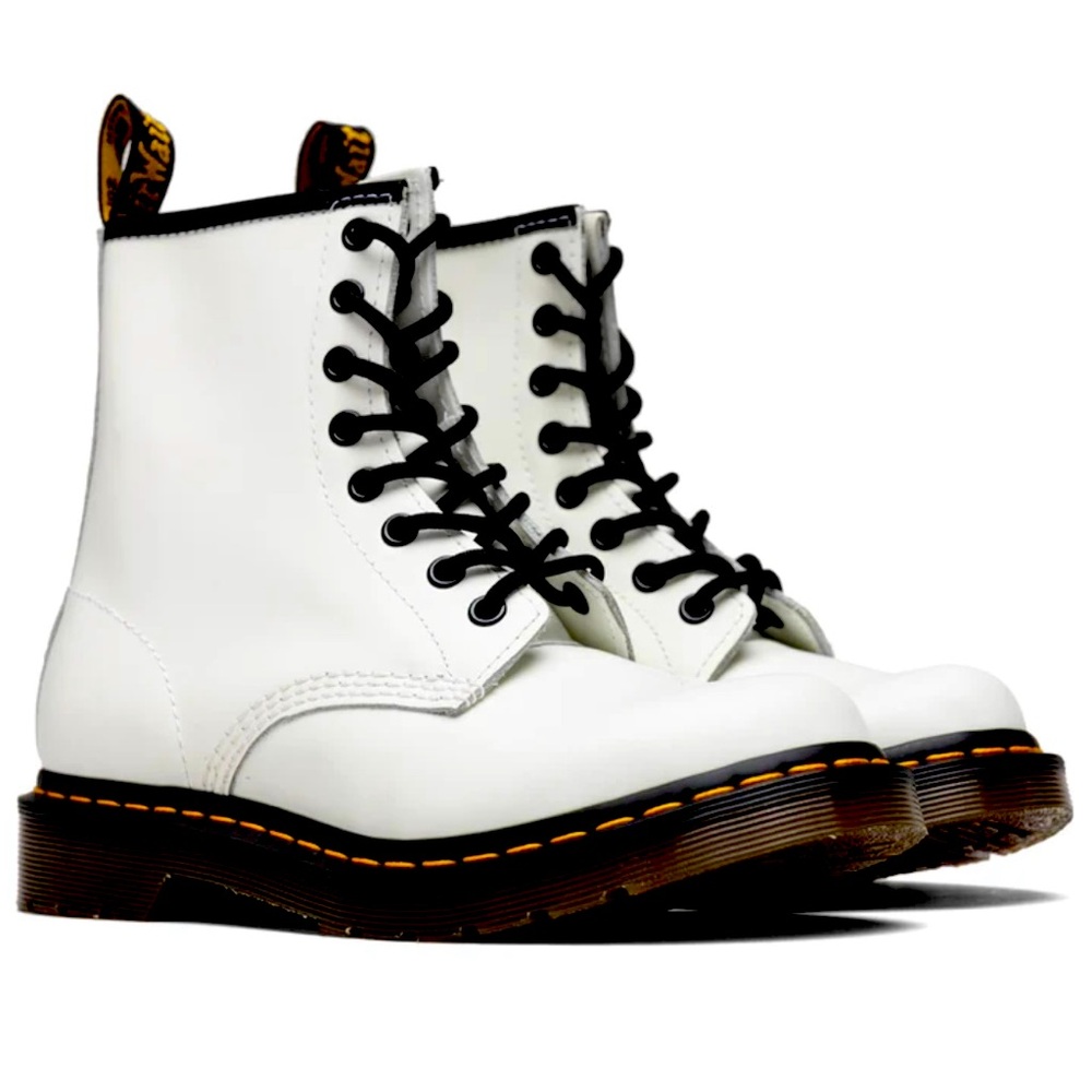 Dr. Martens White and Black Lace-Up Boots